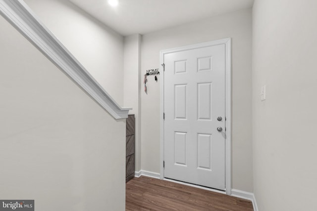 foyer featuring dark hardwood / wood-style floors