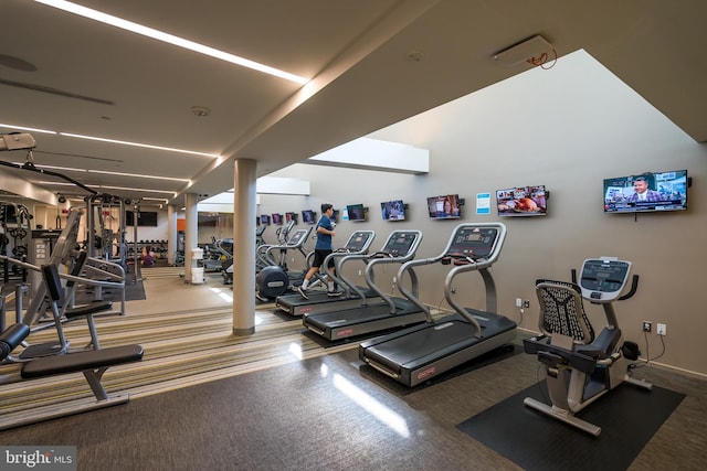 exercise room featuring carpet