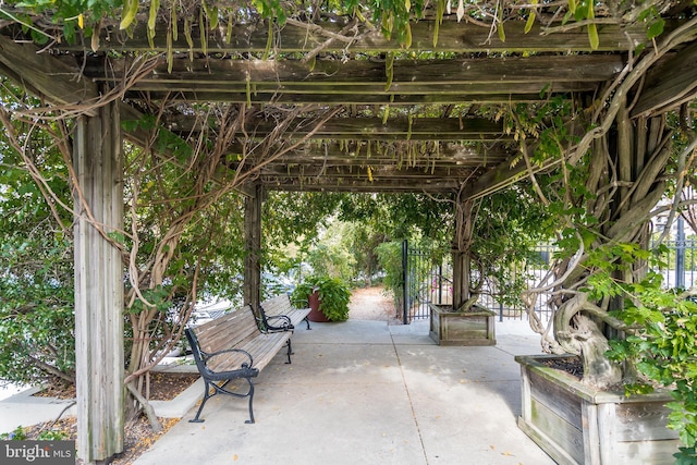 view of patio / terrace featuring a pergola