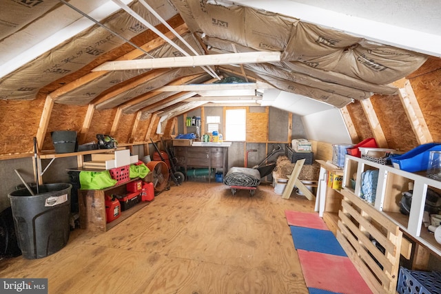 view of unfinished attic