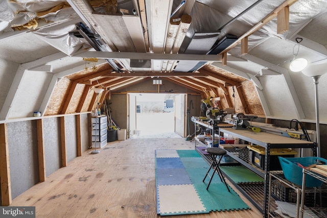 view of unfinished attic