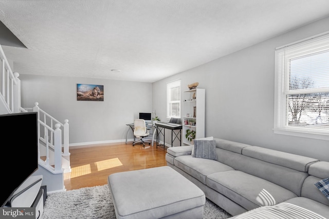 living room with hardwood / wood-style flooring