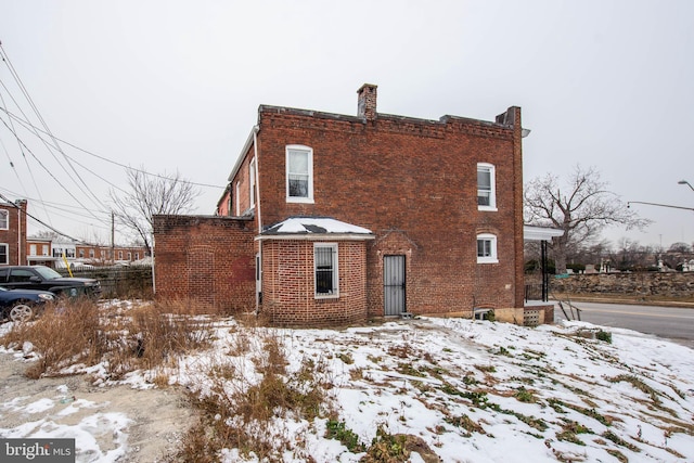 view of snow covered exterior