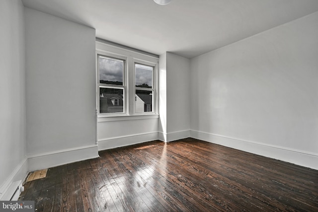 unfurnished room featuring dark hardwood / wood-style flooring