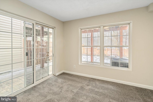 carpeted empty room featuring a wealth of natural light