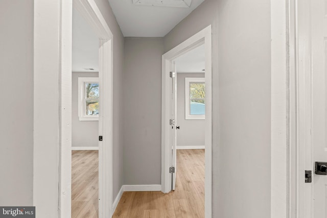 hall with light hardwood / wood-style flooring