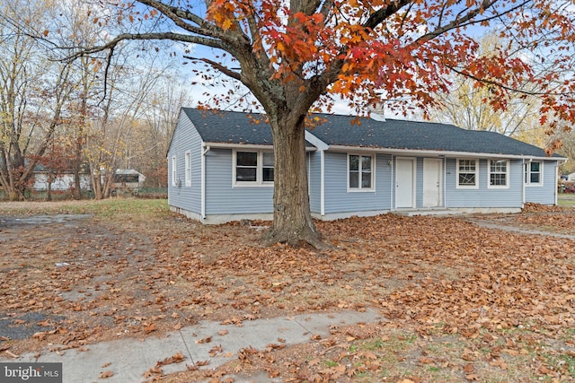 view of single story home