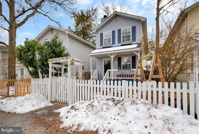 view of front property with covered porch