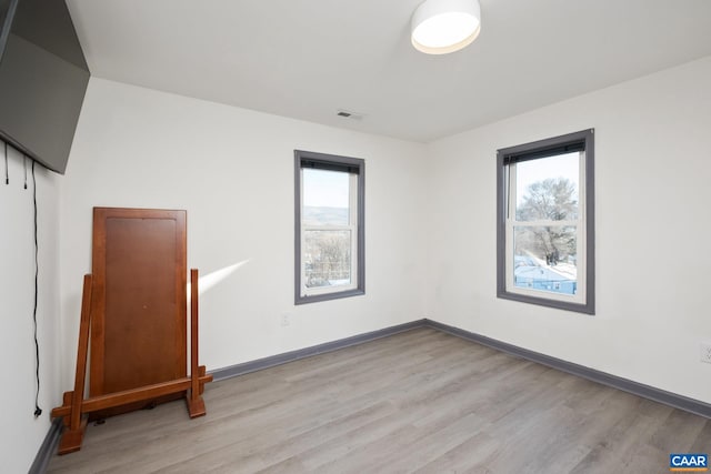 empty room featuring plenty of natural light and light hardwood / wood-style flooring