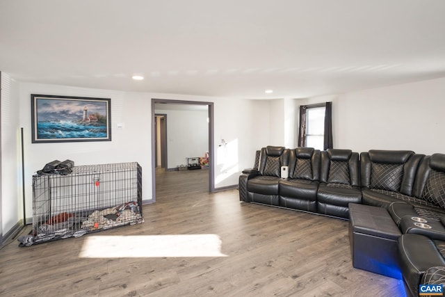 living room with hardwood / wood-style floors