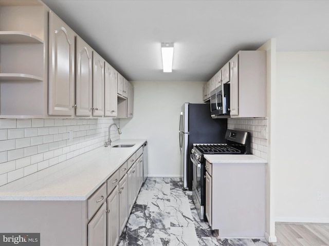 kitchen with sink, backsplash, and stainless steel appliances