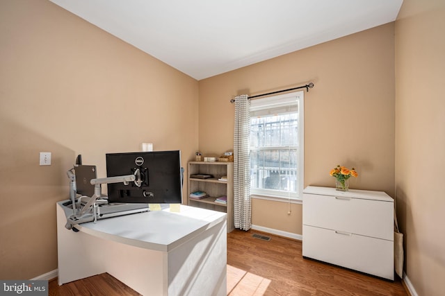 office featuring light hardwood / wood-style flooring