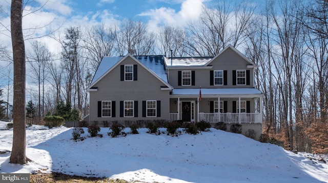 front facade featuring covered porch