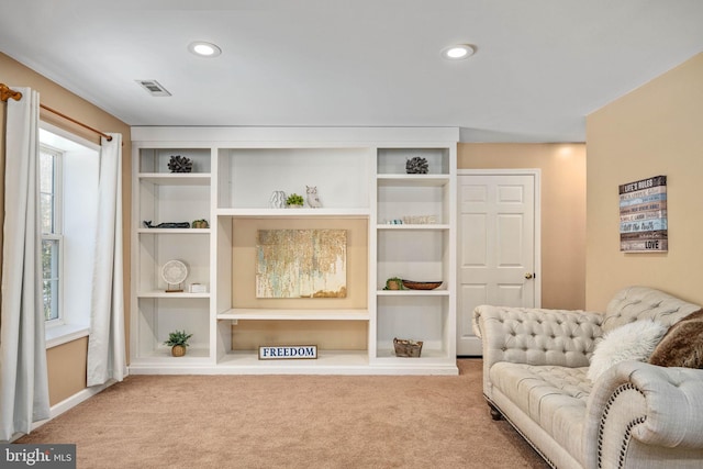 sitting room with light carpet and a wealth of natural light