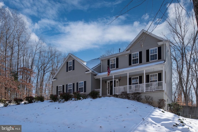 view of front facade featuring covered porch