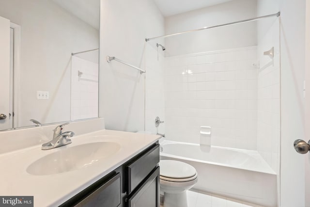 full bathroom featuring vanity, toilet, and tub / shower combination