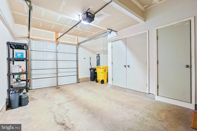 garage with a garage door opener