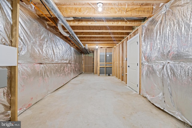 view of unfinished basement