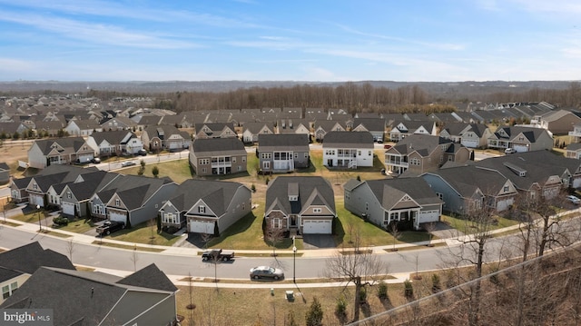 aerial view with a residential view