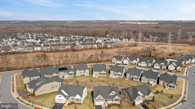 aerial view with a residential view