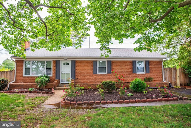 view of single story home