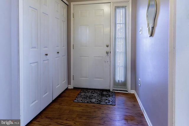 foyer with dark wood-type flooring