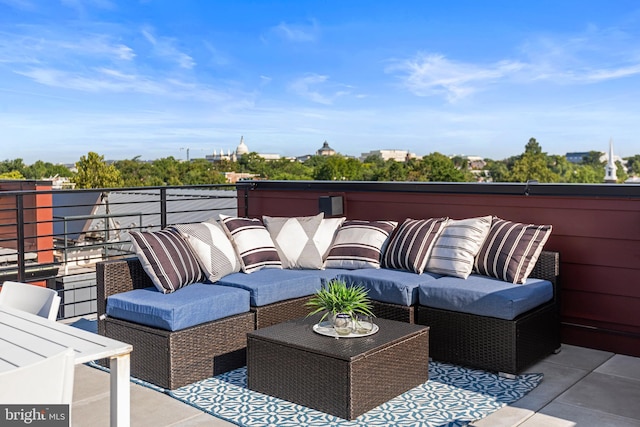 view of patio / terrace with an outdoor hangout area and a balcony