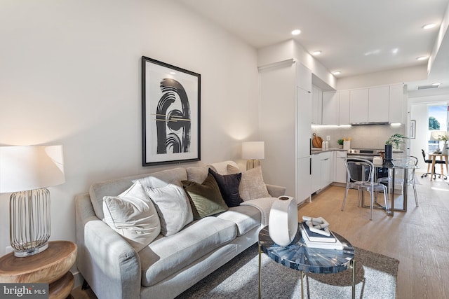 living room with light wood-type flooring