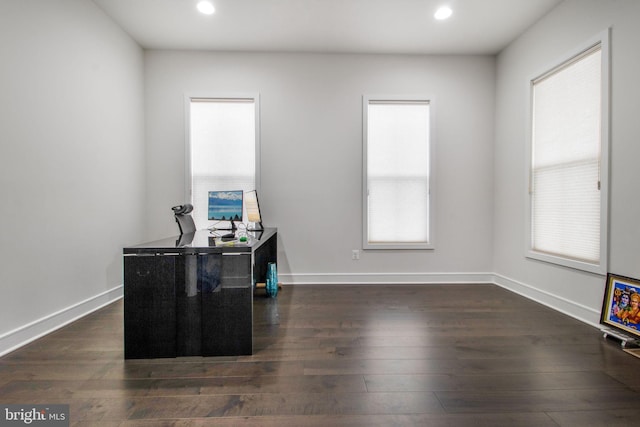 interior space featuring dark wood-type flooring