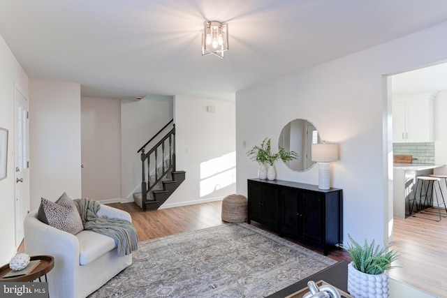 living room with hardwood / wood-style flooring