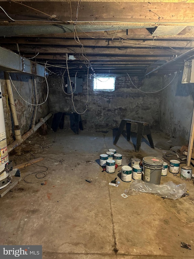 basement with water heater