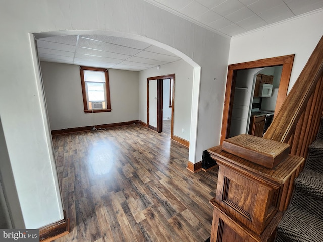 entrance foyer with cooling unit and dark hardwood / wood-style floors