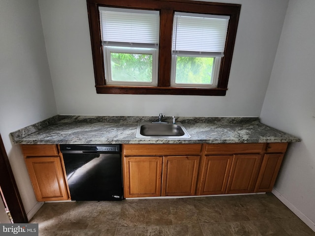 kitchen with black dishwasher and sink