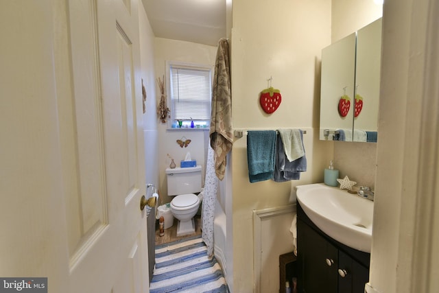 bathroom with toilet and vanity