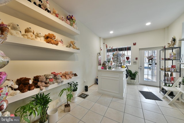 interior space featuring light tile patterned floors