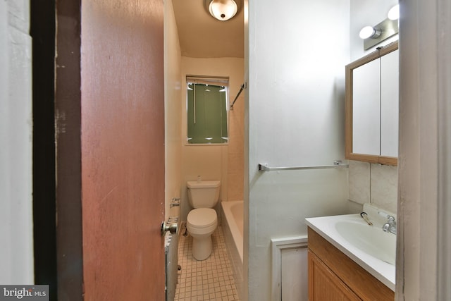 full bathroom with toilet, vanity, and plus walk in shower