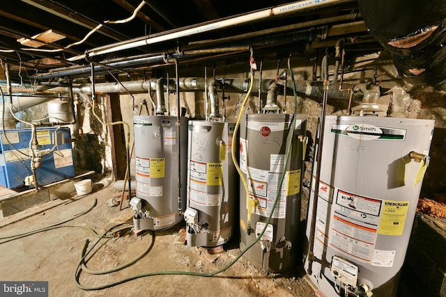 utility room with gas water heater