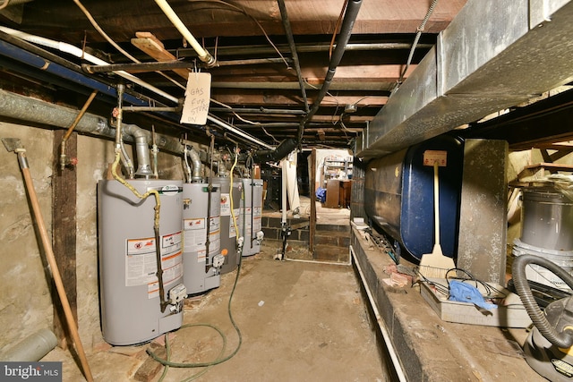 utility room featuring water heater