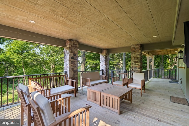 deck featuring an outdoor living space