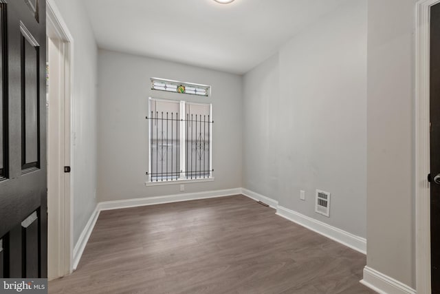 spare room featuring plenty of natural light and wood-type flooring