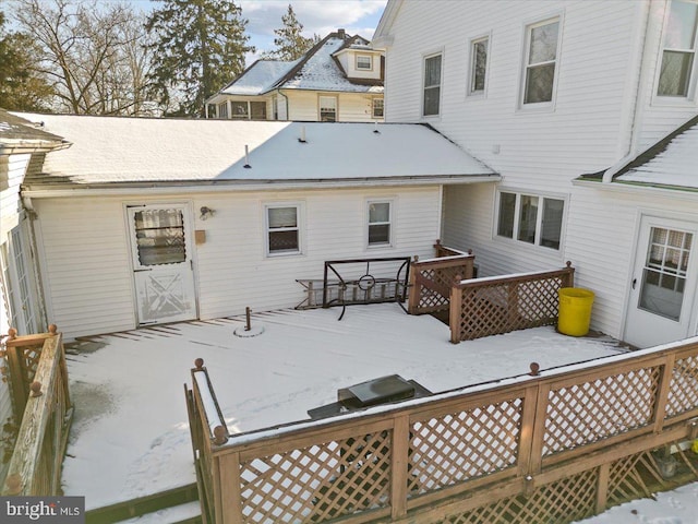 exterior space featuring a wooden deck