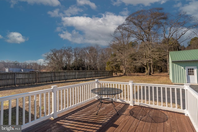 deck featuring a yard