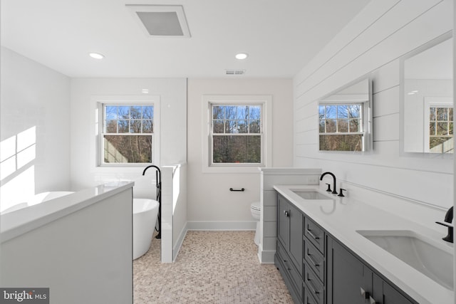 bathroom with plenty of natural light, a sink, and visible vents