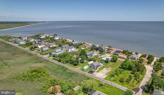 bird's eye view with a residential view and a water view