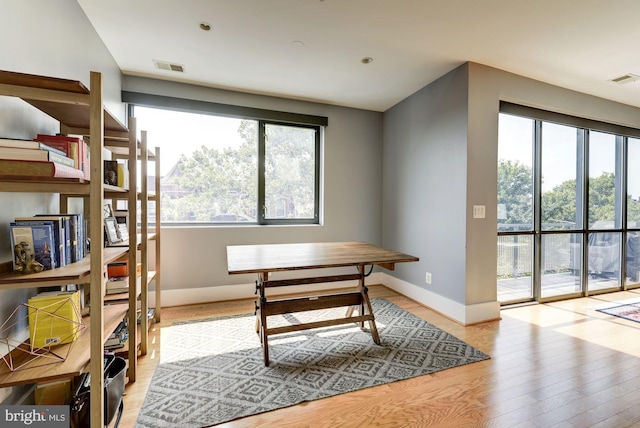 office featuring light hardwood / wood-style flooring