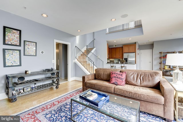 living room featuring light hardwood / wood-style flooring