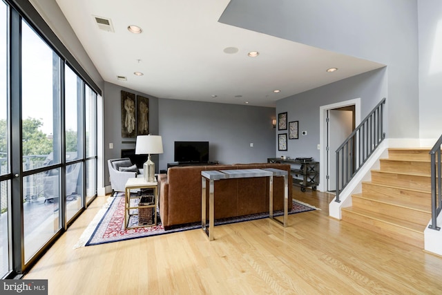 living room featuring light hardwood / wood-style floors