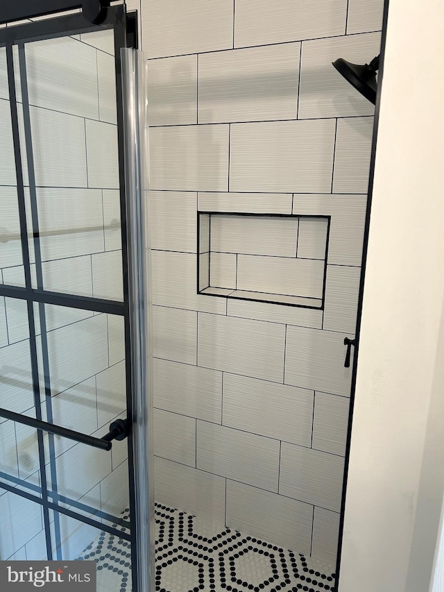 interior details featuring a shower