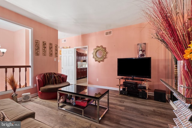 living room featuring wood-type flooring