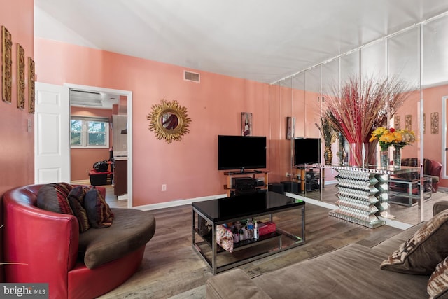 living room with wood-type flooring